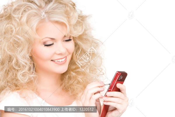 快樂女人帶手機
