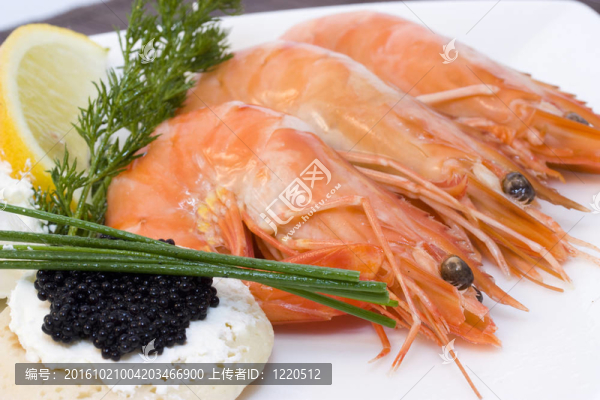 蝦和魚(yú)子醬