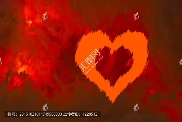 紅色背景具有抽象的圖案和象征的心