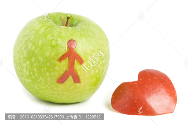 綠蘋果與男人剪影