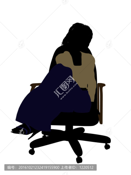 女性辦公插畫剪影