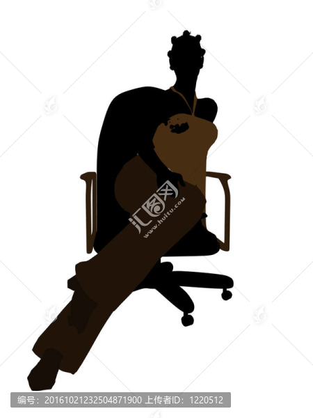 非洲裔女性辦公室插圖剪影