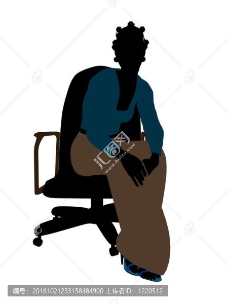 非洲裔女性辦公室插圖剪影