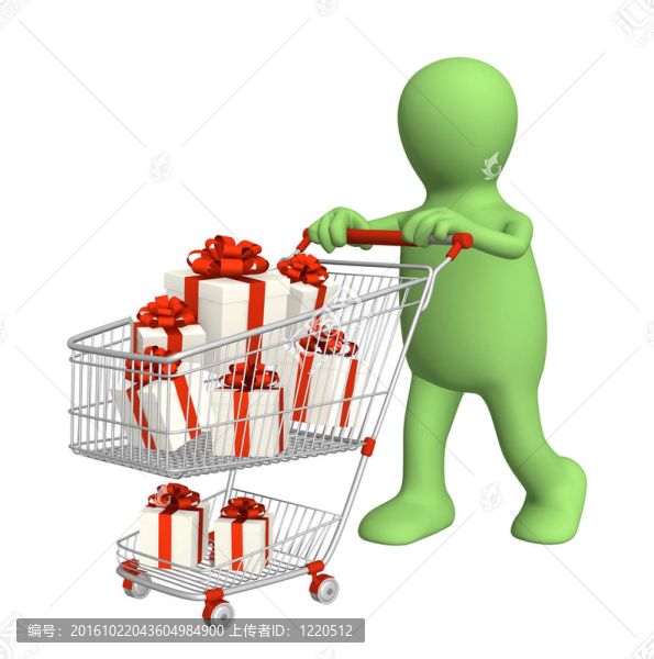 帶購物車和禮品的消費(fèi)者