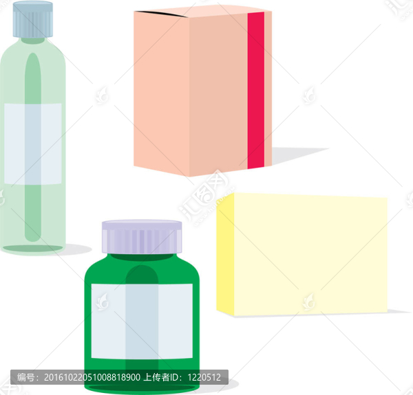 孤立的止痛藥瓶子和盒子