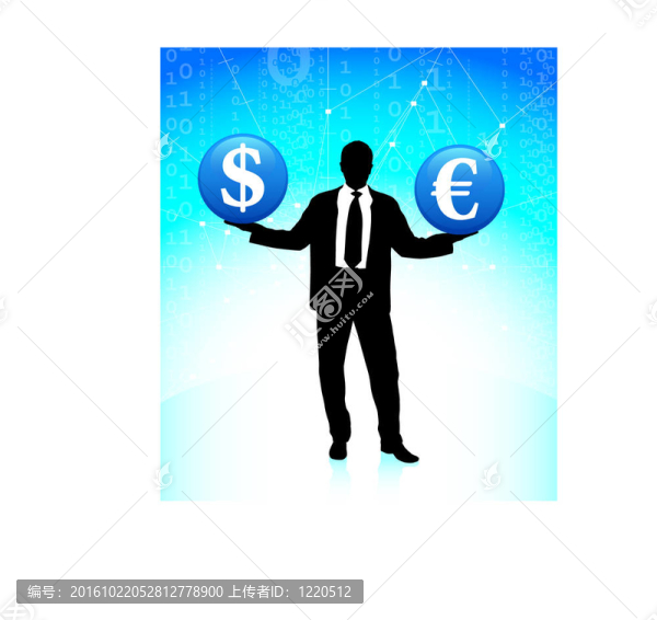 帶貨幣符號的年輕商人