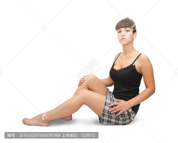 性感女孩在格子裙