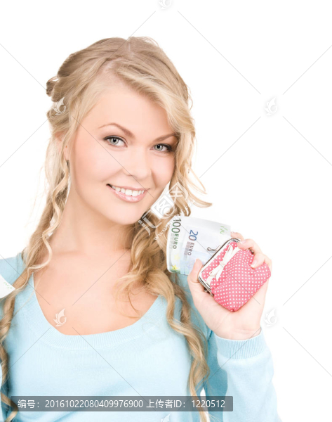 可愛的女人錢包和錢