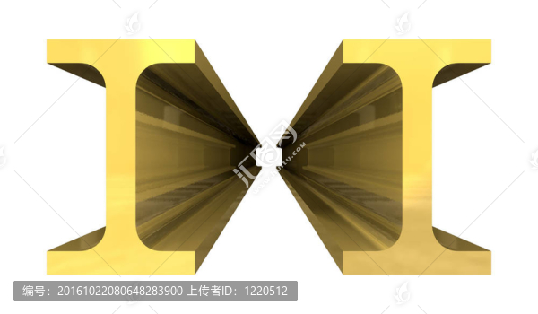 黃金鋼梁capple孤立在白色背景的3D