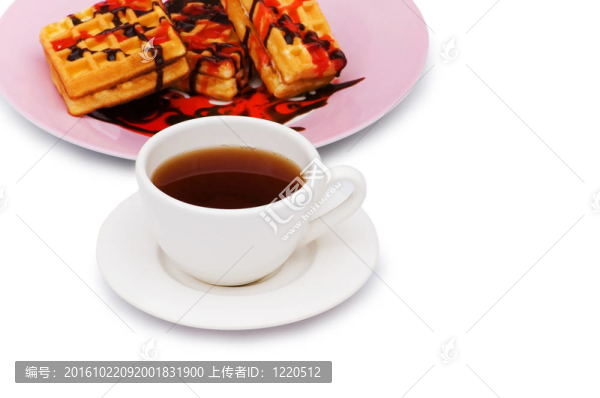 比利時華夫餅茶和孤立在白色