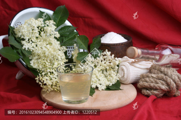家在一個(gè)玻璃制成的接骨木汁