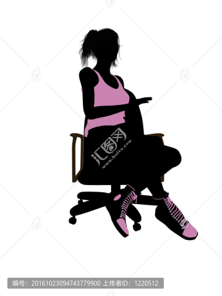 女子籃球運動員坐在椅子上剪影