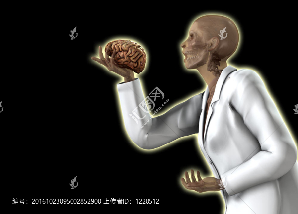 解剖女性抱著她的大腦