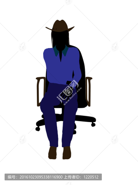 牛仔坐在椅子上的插圖剪影