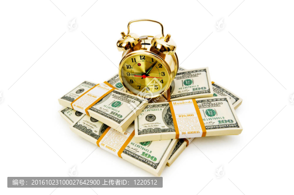 時(shí)間是金錢概念與美元和時(shí)鐘