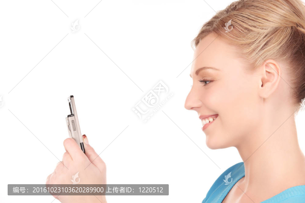 快樂女人帶手機