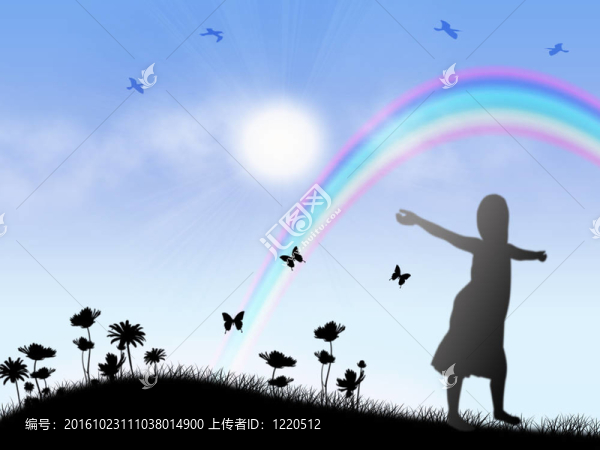 花草地上的彩虹