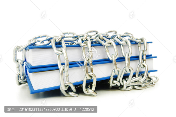 審查理念與書籍和鏈條上的白色