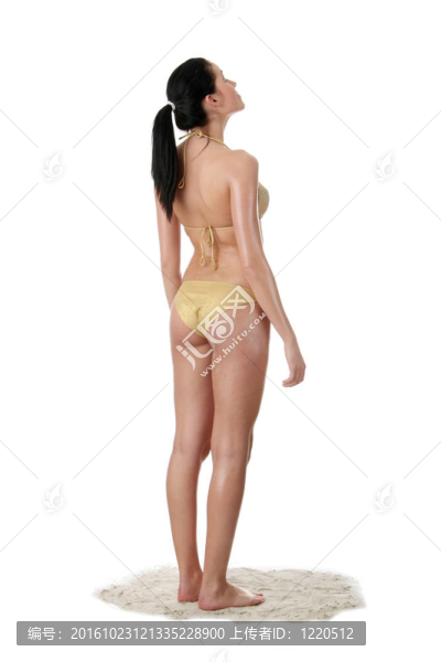在年輕的白人女子比基尼