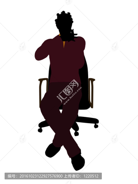 美國黑人休閑女性坐在椅子上剪影剪影