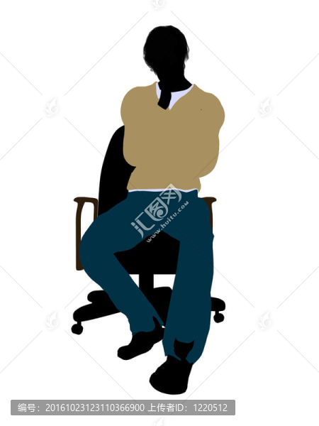 休閑打扮男性坐在椅子插圖剪影