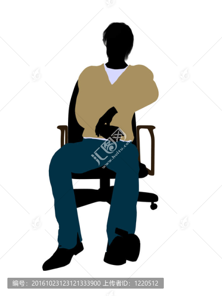 休閑打扮男性坐在椅子插圖剪影