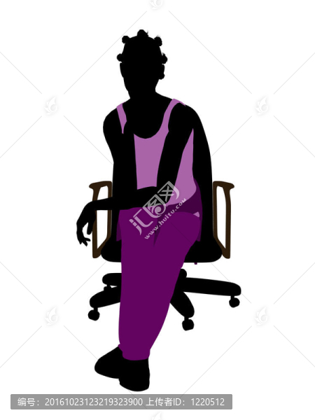美國(guó)黑人休閑女性坐在椅子上剪影剪影