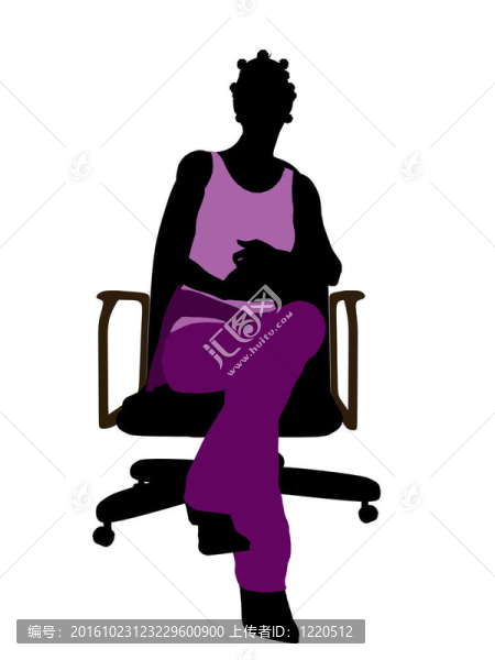 美國黑人休閑女性坐在椅子上剪影剪影