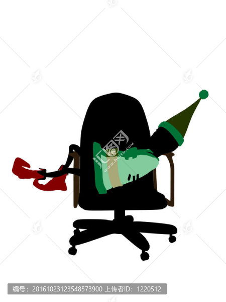 圣誕精靈坐在椅子上剪影插圖