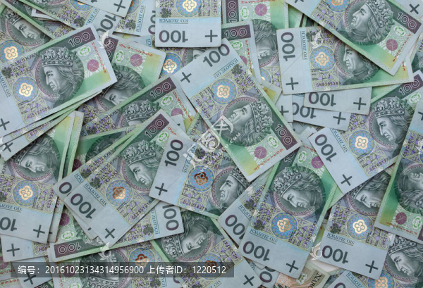 錢的背景。波蘭紙幣。金融紋理文摘。