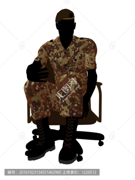 坐在椅子上的男性士兵剪影