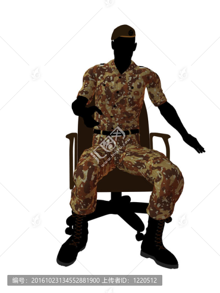 坐在椅子上的男性士兵剪影