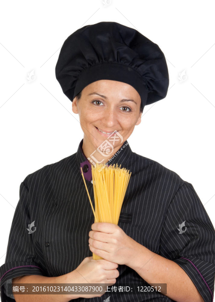 漂亮的女人spaguettis廚師