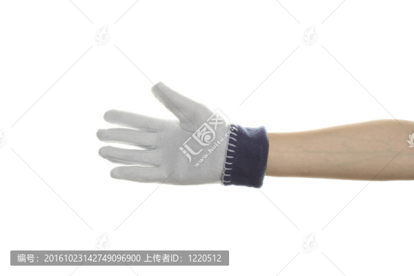 冬天手套在他的手上