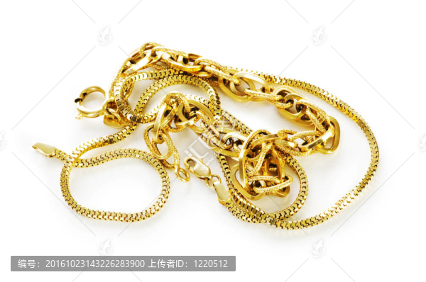 白色背景上的金鏈