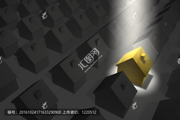 金黃色的房子在聚光燈下