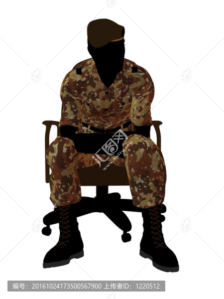 坐在椅子上的男性士兵剪影