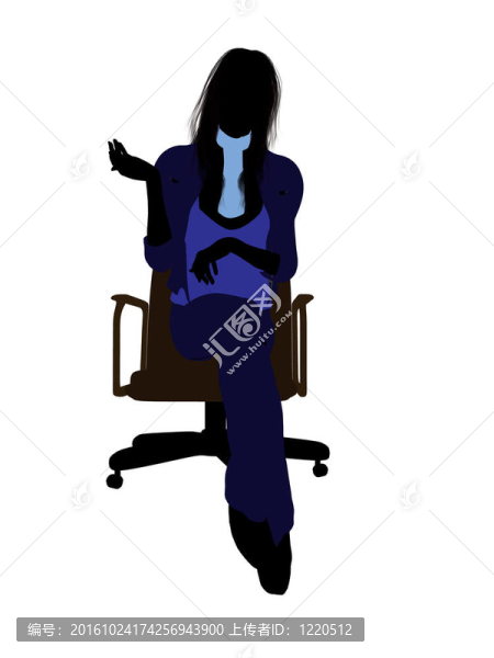 休閑女子坐在椅子上剪影
