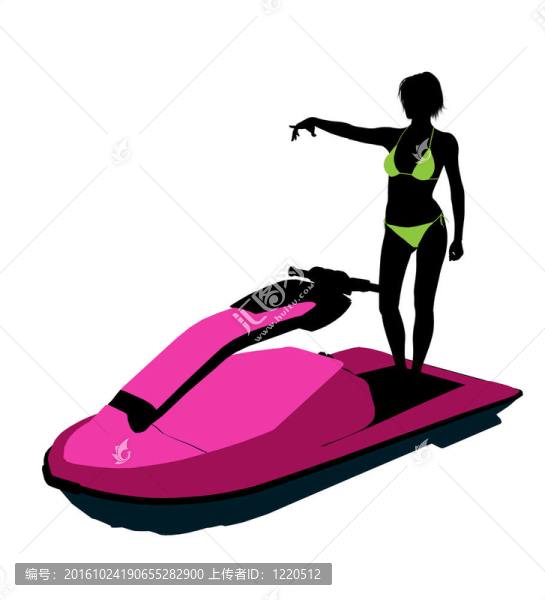 女jetskier插畫藝術(shù)剪影