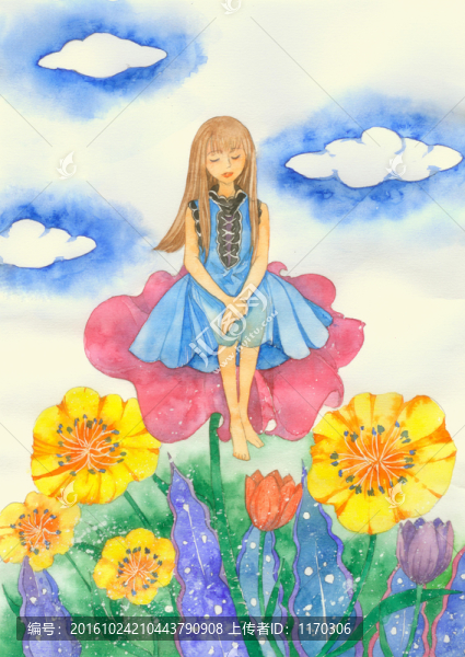 花朵上的女子
