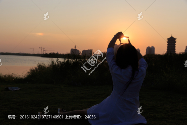 人物剪影,夕陽日落
