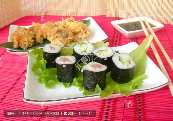 黃瓜和鮭魚卷。