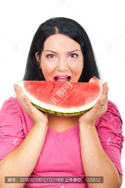 健康婦女吃西瓜