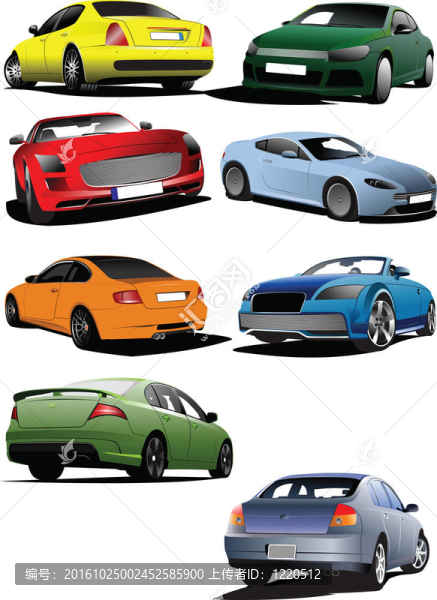 道路上的八輛車。生病