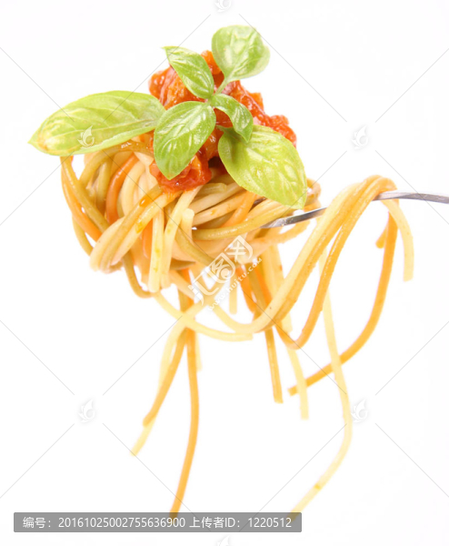 意大利面肉醬在叉