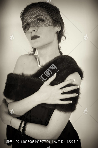 年輕美麗女人的復古畫像