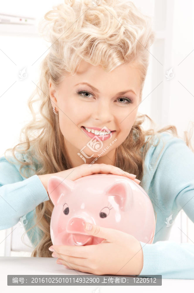 可愛(ài)的女人與小豬銀行