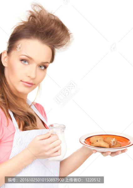 牛奶和餅干的家庭主婦