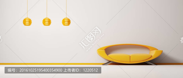 室內(nèi)用橙色沙發(fā)3D