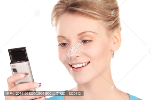 快樂女人帶手機